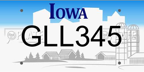 GLL345 Iowa License Plate