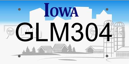 GLM304 Iowa License Plate