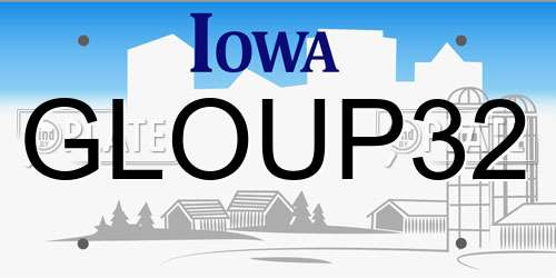 GLOUP32 Iowa License Plate