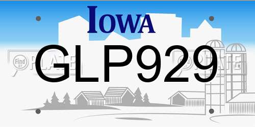 GLP929 Iowa License Plate