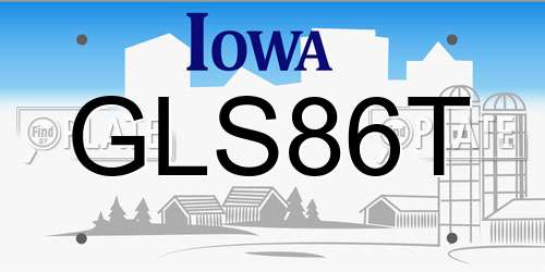 GLS86T Iowa License Plate