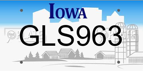 GLS963 Iowa License Plate