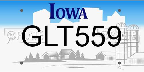 GLT559 Iowa License Plate