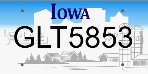 GLT5853 Iowa License Plate