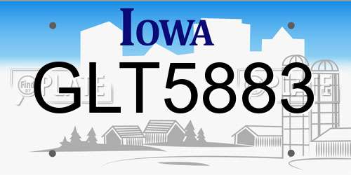 GLT5883 Iowa License Plate
