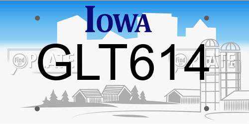 GLT614 Iowa License Plate