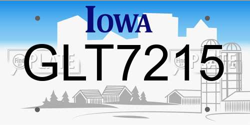 GLT7215 Iowa License Plate