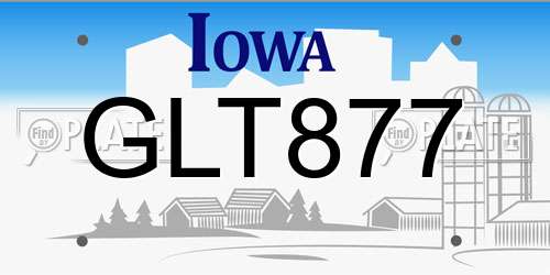 GLT877 Iowa License Plate