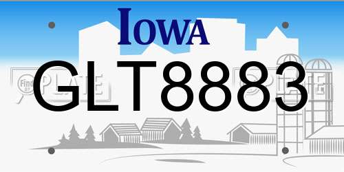 GLT8883 Iowa License Plate