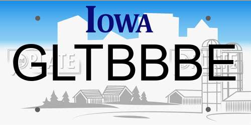 GLTBBBE Iowa License Plate