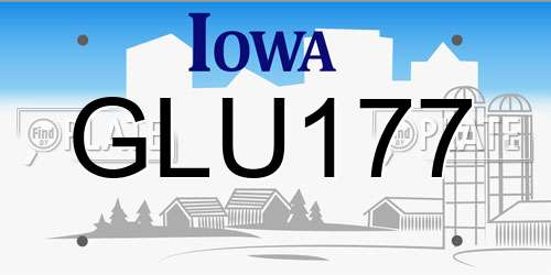 GLU177 Iowa License Plate