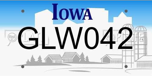 GLW042 Iowa License Plate