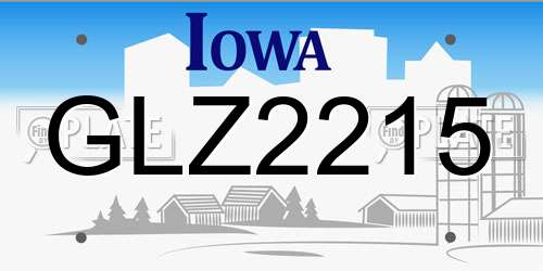 GLZ2215 Iowa License Plate