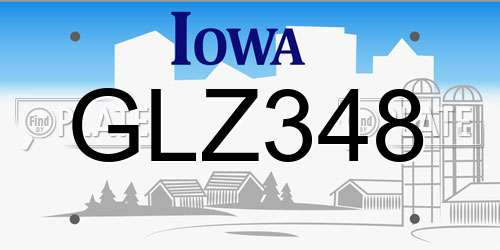 GLZ348 Iowa License Plate