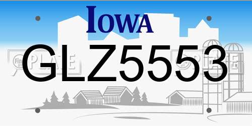 GLZ5553 Iowa License Plate