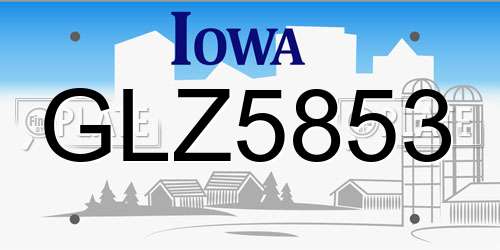 GLZ5853 Iowa License Plate