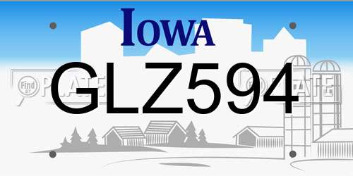 GLZ594 Iowa License Plate