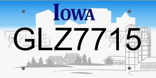 GLZ7715 Iowa License Plate