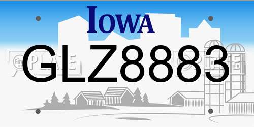 GLZ8883 Iowa License Plate