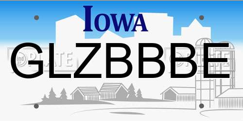 GLZBBBE Iowa License Plate