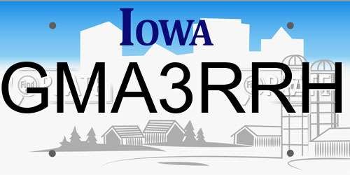GMA3RRH Iowa License Plate