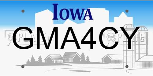 GMA4CY Iowa License Plate