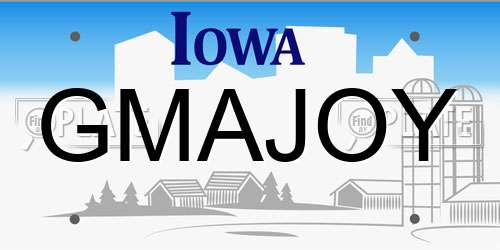 GMAJOY Iowa License Plate