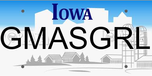 GMASGRL Iowa License Plate