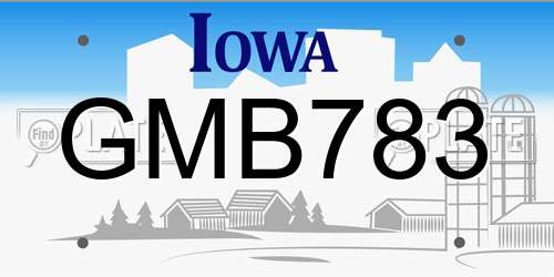 GMB783 Iowa License Plate