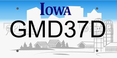 GMD37D Iowa License Plate