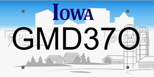 GMD37O Iowa License Plate