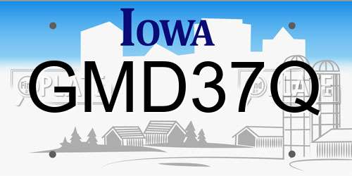 GMD37Q Iowa License Plate