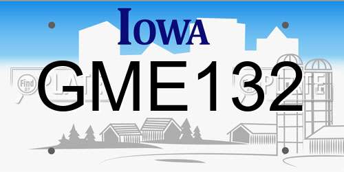 GME132 Iowa License Plate