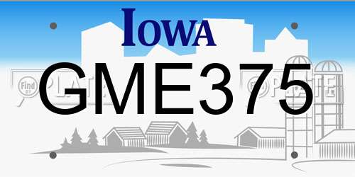 GME375 Iowa License Plate