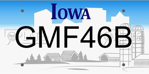 GMF46B Iowa License Plate