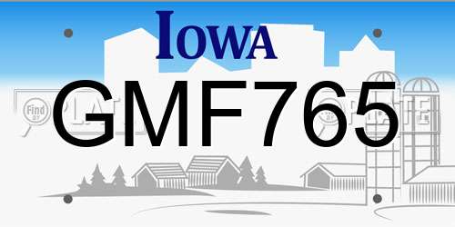 GMF765 Iowa License Plate