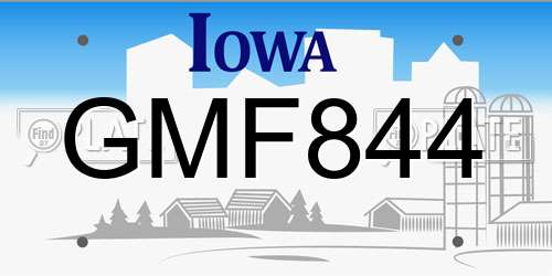 GMF844 Iowa License Plate