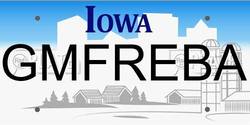 GMFREBA Iowa License Plate