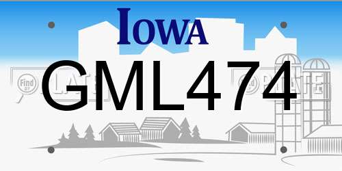 GML474 Iowa License Plate
