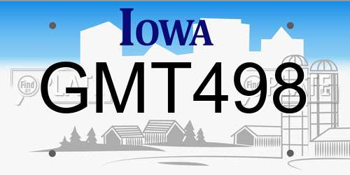 GMT498 Iowa License Plate