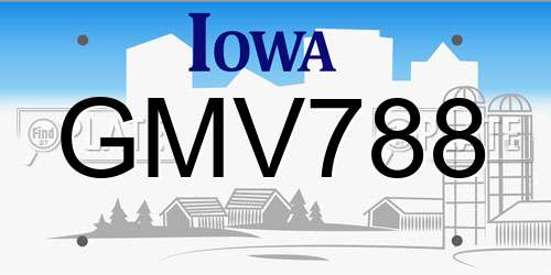 GMV788 Iowa License Plate