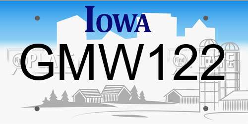 GMW122 Iowa License Plate