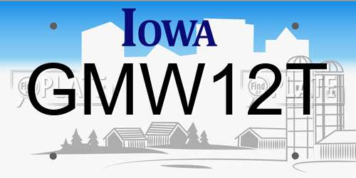 GMW12T Iowa License Plate