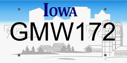 GMW172 Iowa License Plate