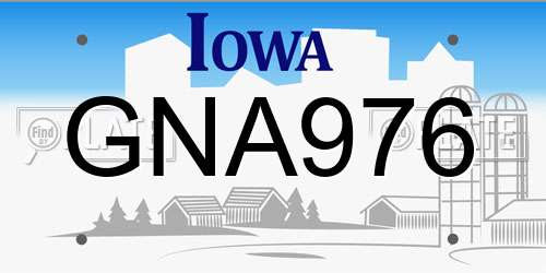 GNA976 Iowa License Plate