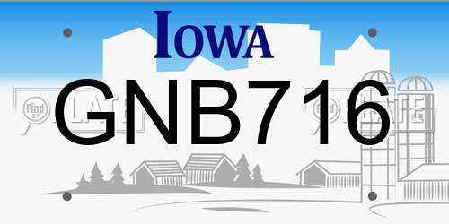 GNB716 Iowa License Plate