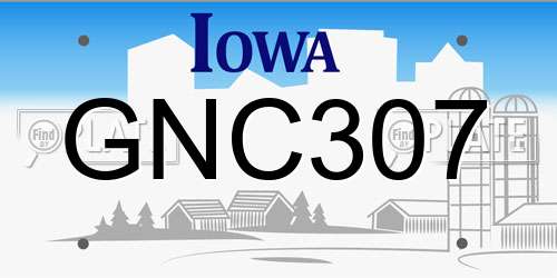 GNC307 Iowa License Plate