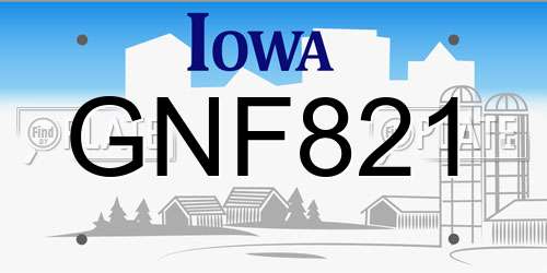 GNF821 Iowa License Plate