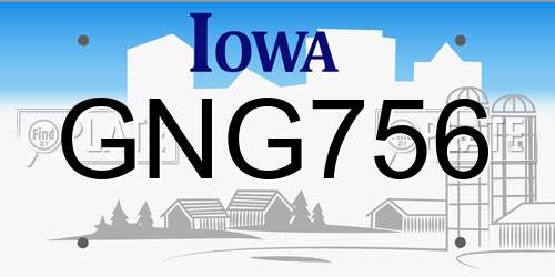 GNG756 Iowa License Plate