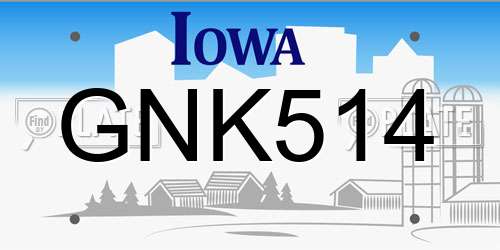 GNK514 Iowa License Plate